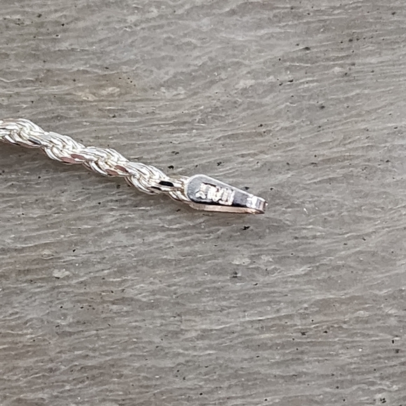 8" Sterling Silver 925 Rope Chain Bracelet Italy Lobster Clasp - Picture 5 of 8